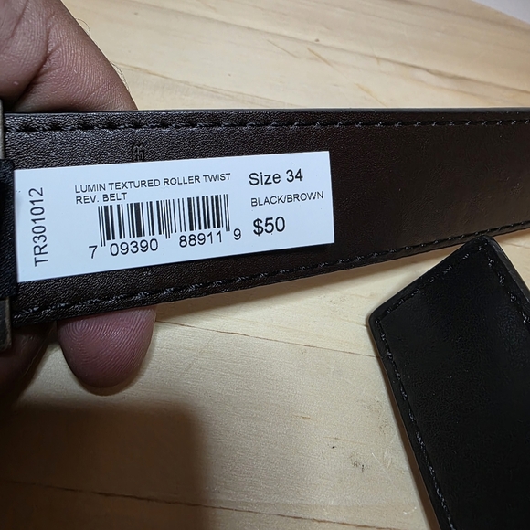 TRUE RELIGION Reversible Belt Men's 34 Lumin Textured Roller Twist Black/Brown - Picture 9 of 12